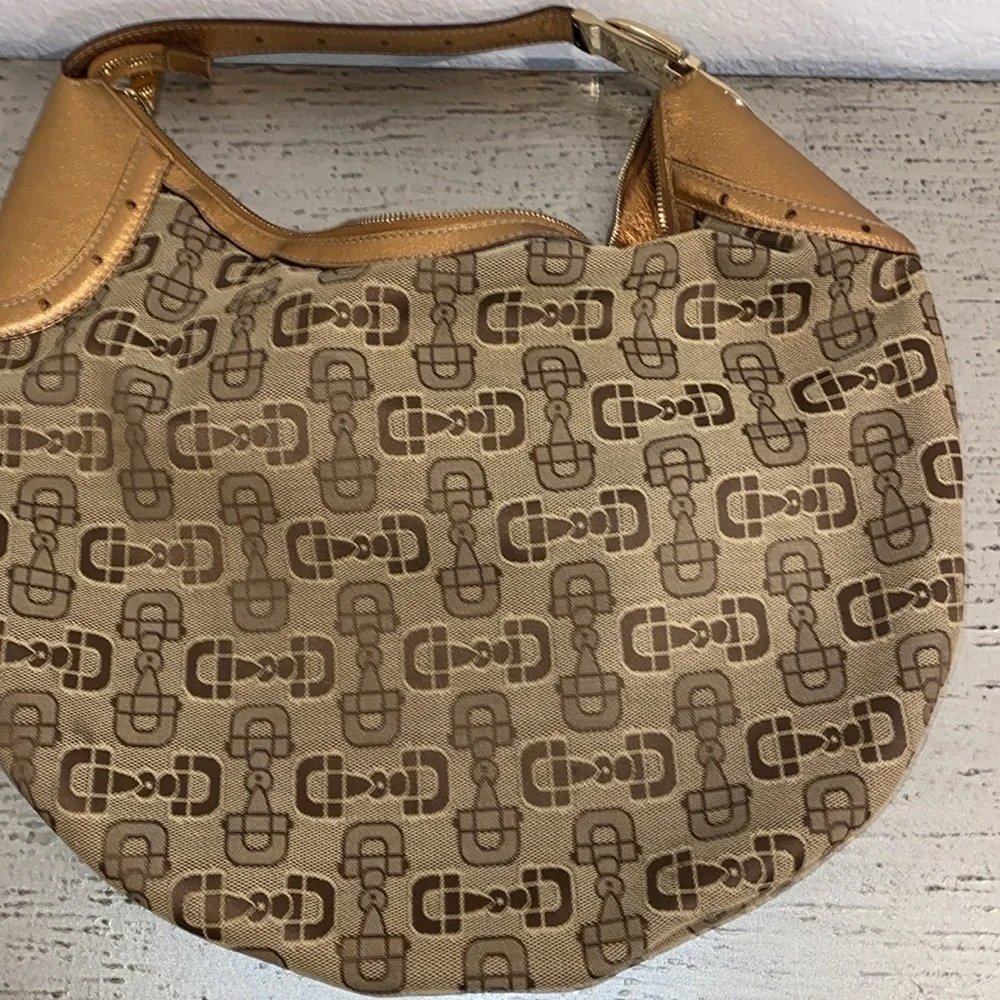 Vintage Gucci Brown Hobo Bag with Iconic Horse Bit Print